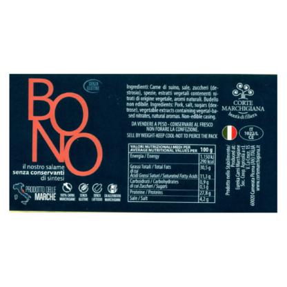 Etichetta Salame Bono Corte Marchigiana