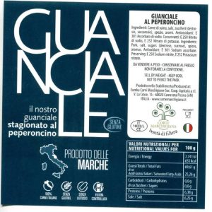 Guanciale intero stagionato al peperoncino 1,2 kg salumificio Corte Marchigiana senza glutine e senza lattosio