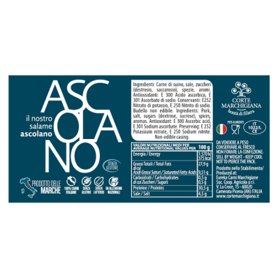 Salame Ascolano da 550 gr circa Salumificio Corte Marchigiana